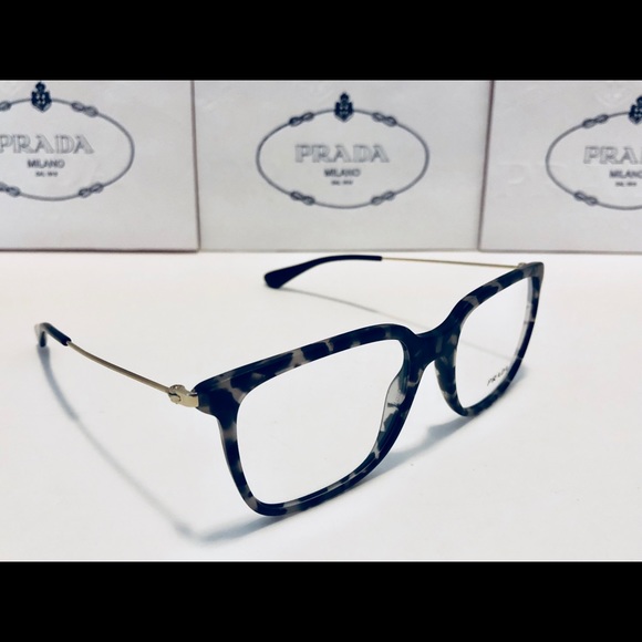 Prada Eyeglasses Matte Havana Gray w/Gold New 53mm - Picture 3 of 8